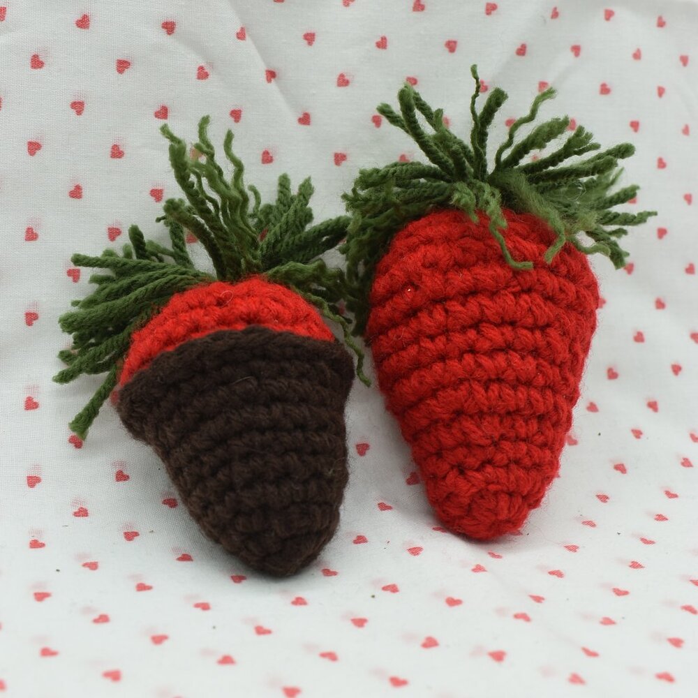 Crochet Catnip Strawberry Cat Toys Set of Two HANDCRAFTED